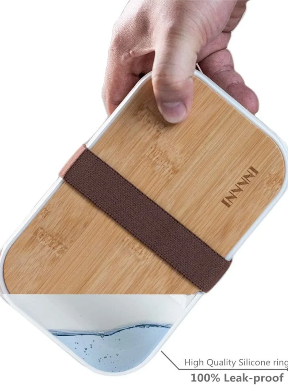 Stylish Bento Box Lunch Container - Bamboo Lid, Microwave & Dishwasher Safe